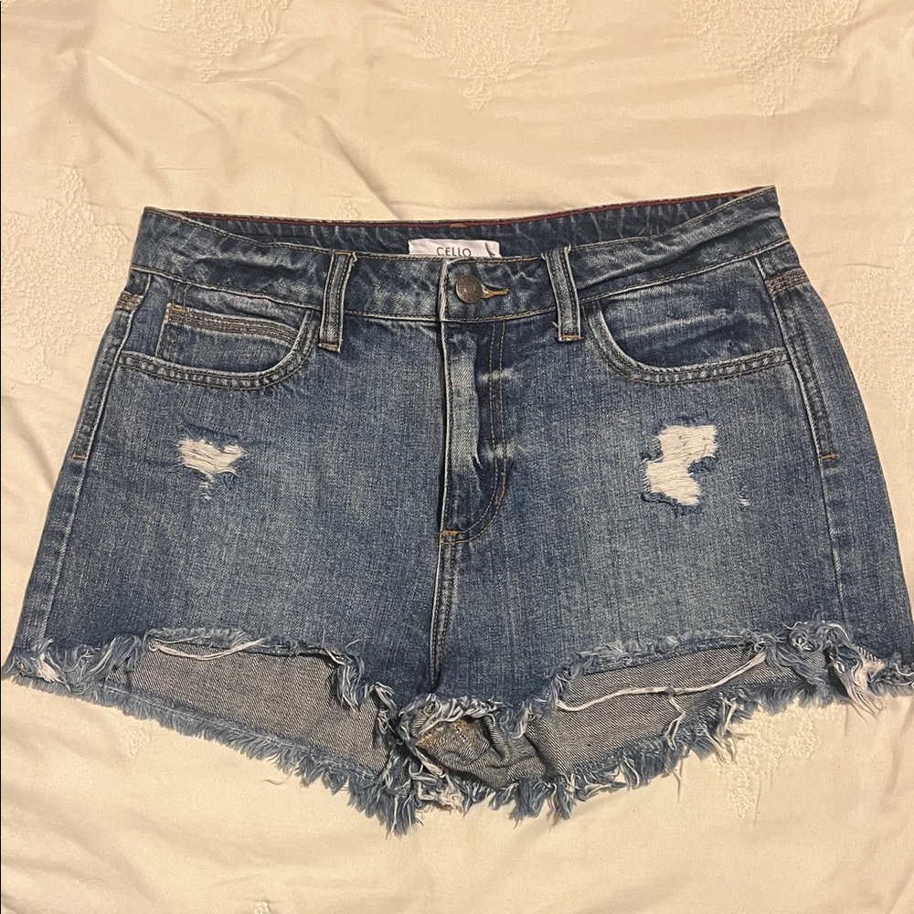 Cello Women's Distressed Blue Denim Cutoff Shorts